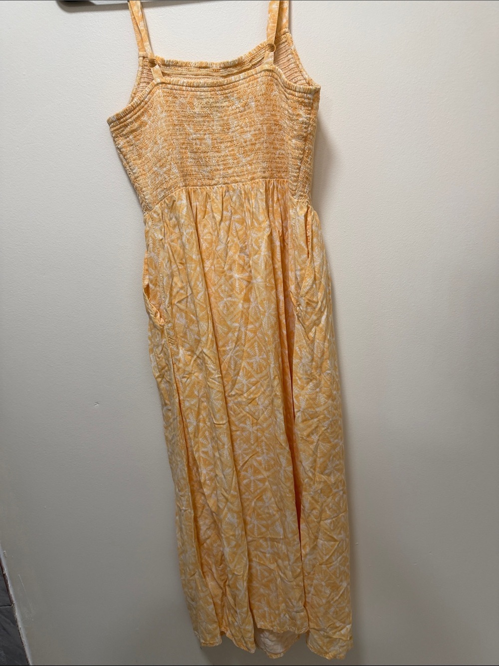 Old Navy Yellow Floral Smocked Midi Dress Size Small - Picture 7 of 10